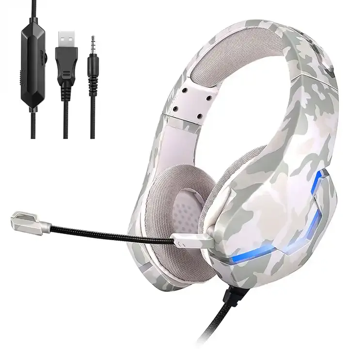 J10A Auriculares 게이머 헤드셋 유선 RGB ANC 소년 소음 취소 귀 머리띠 케이블 USB PC 게임용 헤드폰 (마이크 포함)