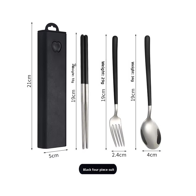 Black Chopsticks Fork Spoon 3-Piece Set