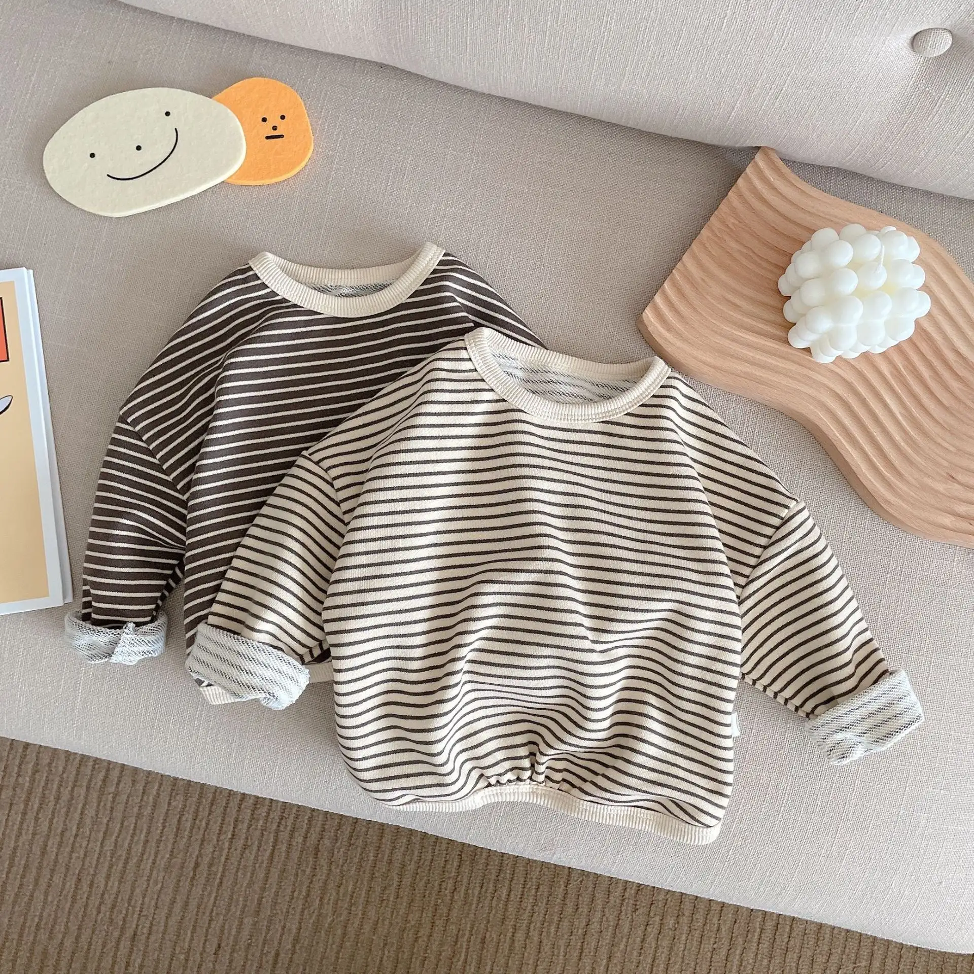 2022 Ins От 1 до 6 лет детский полосатый свитер ins стиль Осенняя одежда для мальчиков одежда для малышей эластичный Топ, рубашка с длинными рукавами