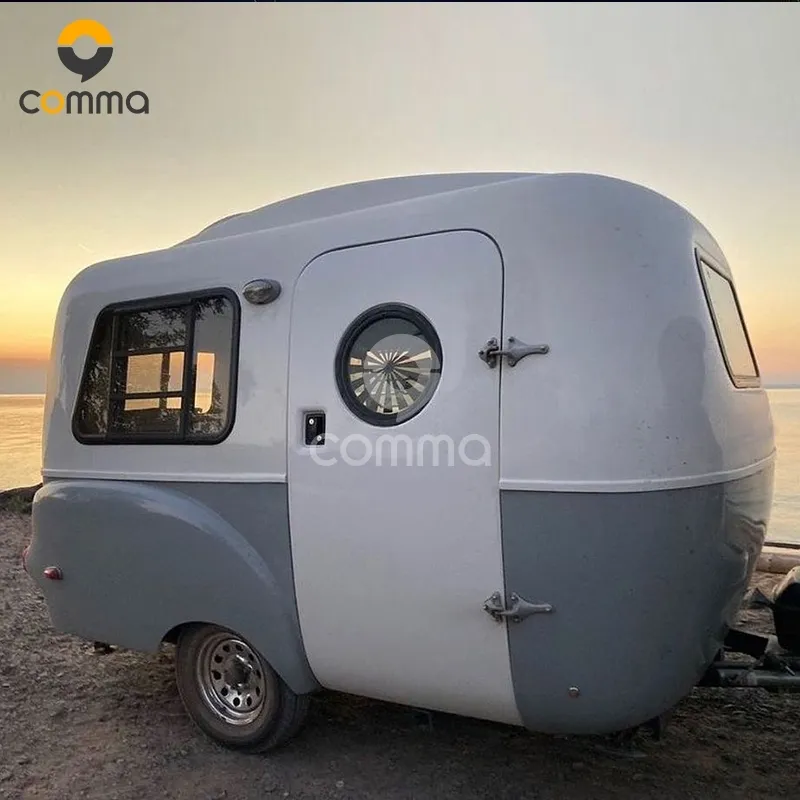 Remolque todoterreno de fibra de vidrio, coche pequeño DIY Camper RV a la venta con luces LED