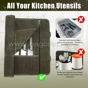 Custom Portable Chef Knife Case Waxed Canvas Knife Roll <strong>10</strong> Slots Chef Knife <strong>Bag</strong> - Product Image 5