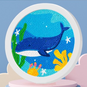 Bay Unicorn động vật in vải DIY sơn kim cương Kit với nhựa khung tròn cho trẻ em - Product Image 4