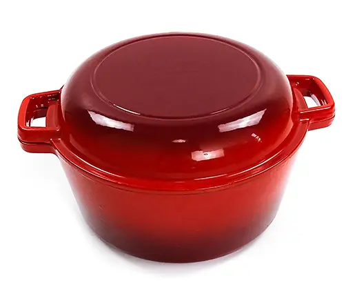 Dual purpose red 10-inch ceramic enamel thick-coated Cookware 6-quart enameled Cast Iron Dutch pan with lid for sourdough bread
