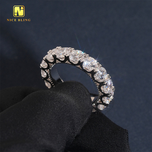 5MM elmas tek sıra günlük aşınma halkası Hip Hop CZ rapçi pirinç 5A kübik zirkonya güzel takı elmas buzlu Out yüzük erkekler için - Product Image 4