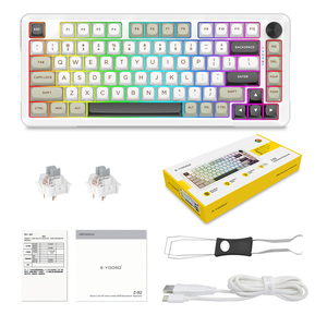 Teclado mecánico de 75% 81 teclas, Junta programable inalámbrica, enchufe de intercambio en caliente, Teclado mecánico de Control de perilla dedicado