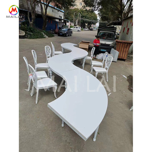 Wedding Party White Cheaper Reception <strong>Table</strong> S <strong>Shape</strong> Glass Top Half <strong>Moon</strong> Dining <strong>Table</strong> for Event - Product Image 2