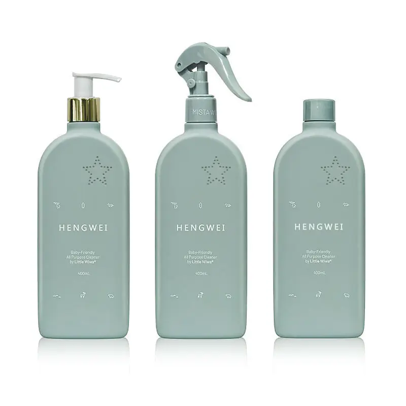 Plastic Shampoo Bottle 400ML Square Screw Cap Matte Hair Conditioner Shampoo and Body Wash Lotion Combo Pack Press Empty PE OEM