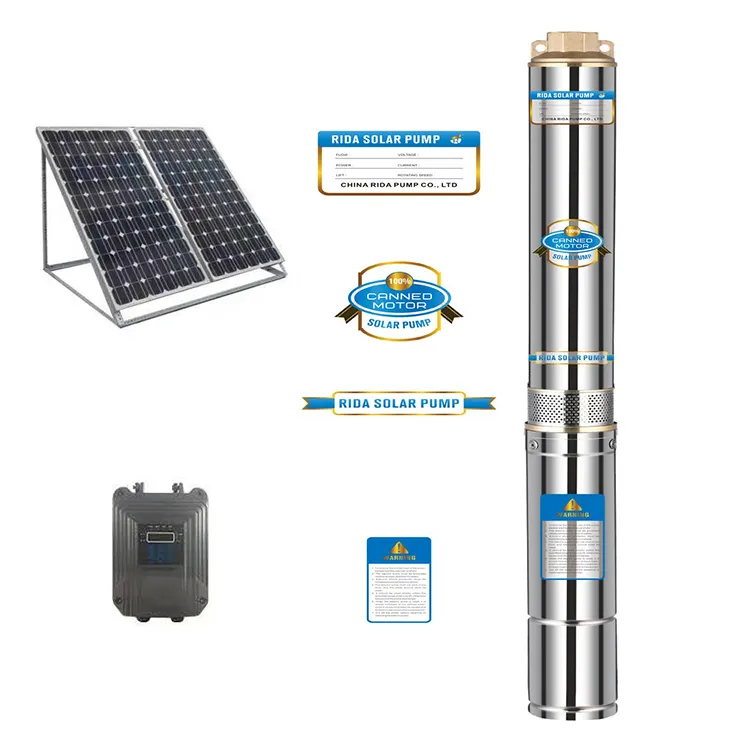 RIDA Producción Profesional 48V Agricultura Riego Agua Solar Inteligente BLDC Bomba Solar Sumergible