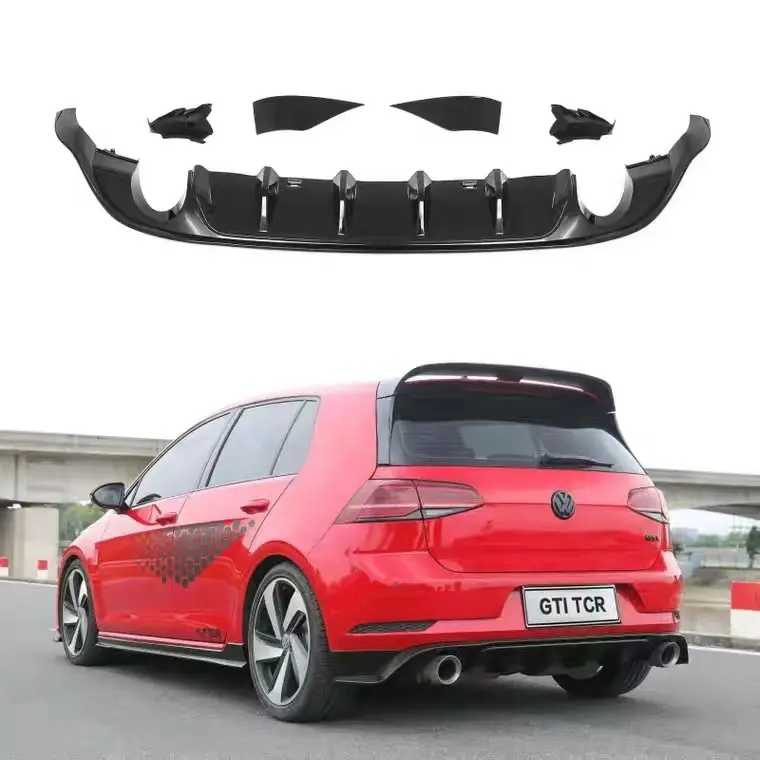 Werks großhandel Glanz Schwarz Hecks toß stange Lippen diffusor Für VW Golf MK 7.5 GTI 2017-2020 TCR Style Body Kit