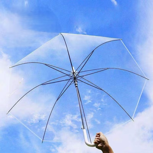 促销定制标志印花廉价伞聚氯乙烯聚乙烯自动开启直筒太阳雨圆顶透明女童伞 - Product Image 6