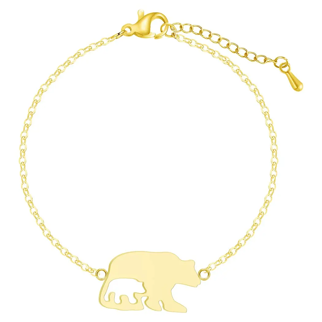 Pulseira polar de urso, pulseira de urso de ouro rosa dourado jóias de animais mãe dias presentes