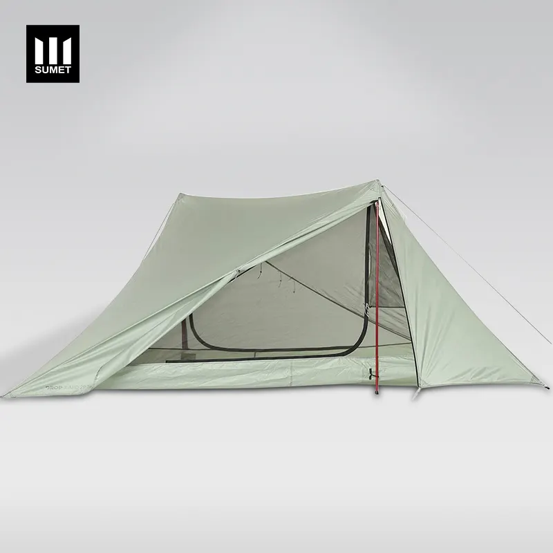 OEM tenda perlindungan mendaki Backpacking berdinding ganda tenda Ultra ringan luar ruangan