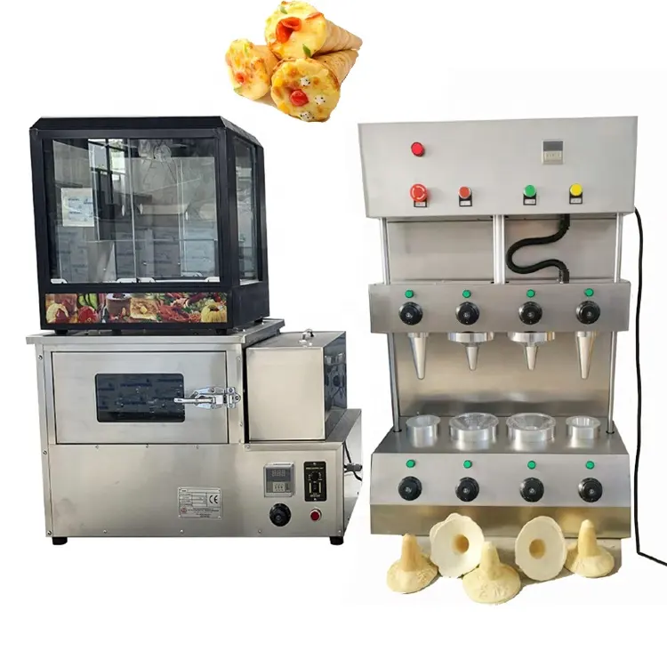 Máquina para hacer conos de Pizza deliciosos de 110V/220V/Horno rotativo Kono de cono de Pizza/Calentador de cono de Pizza Precio de línea de producción de escaparate