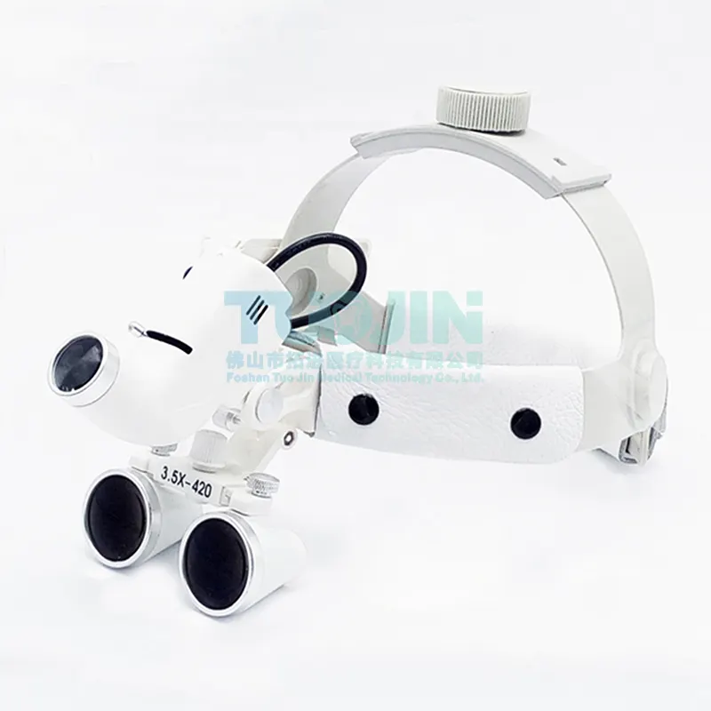 3.5X dental led headlight lente d'ingrandimento orl in vetro ottico occhialini chirurgici occhialini binoculari per laboratorio odontotecnico