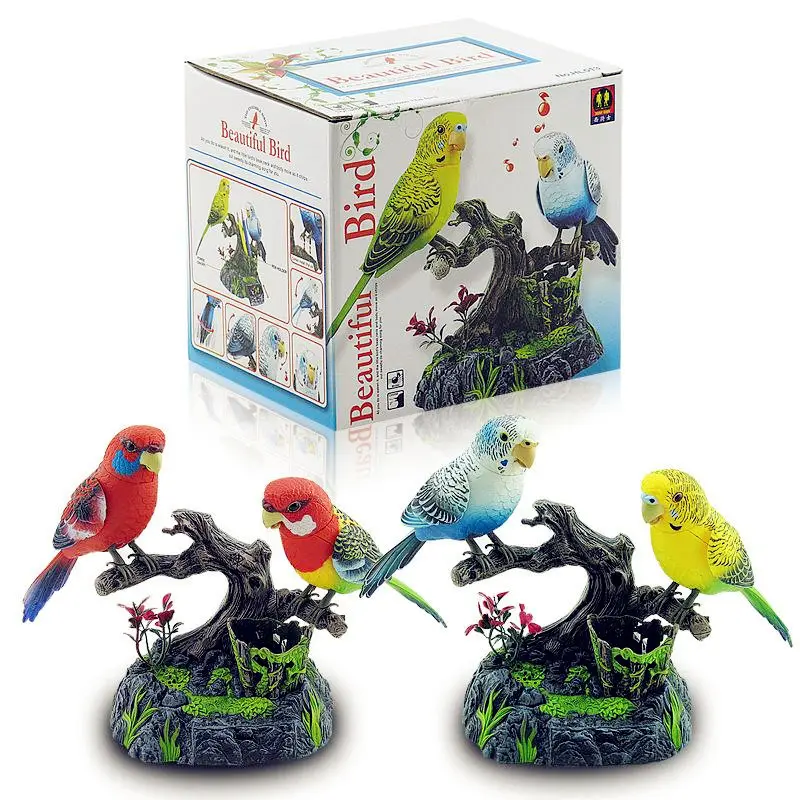 Mainan burung bayan bernyanyi diaktifkan suara hadiah untuk anak-anak pasangan burung bayan imitasi perekaman bicara mainan burung