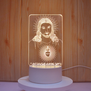 Wholesale Christian Jesus Virgin Mary Statue Product Baby Decor Favor Islam Gifts Toys Ramadan <strong>Led</strong> Night Lamp 3D Acrylic <strong>Light</strong> - Product Image 2