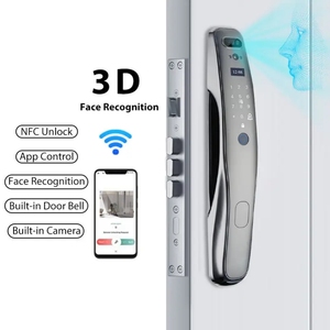 钥匙卡密码3D人脸识别指纹图雅WiFi智能门锁带门铃应用远程解锁功能 - Product Image 1