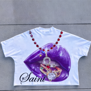 Sang Trọng Tùy Chỉnh Thiết Kế T-Shirt Cho Nam Giới Với Rhinestone Đồ Họa Và Cao Cổ Boxy Phù Hợp Với Chất Lượng Cao In Ấn Cá Nhân Thiết Kế - Product Image 3