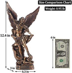 QIANLING 12.12.san Miguel Archangel heykeli bronz reçine el sanatları koleksiyonu figürinler St Michael Victoriously fetih şeytan - Product Image 2