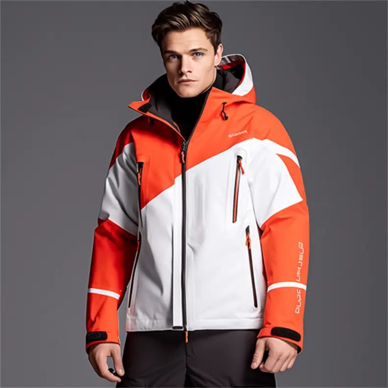 Último diseño impermeable transpirable hombres ropa de esquí personalizada ropa de esquí y nieve para hombres esquí nieve chaqueta con capucha para hombres invierno