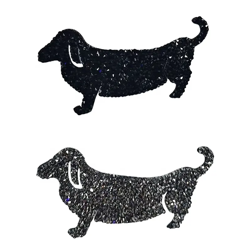 Les plus populaires Carton chien personnalisé strass patchs chaleur presse Animal chien fer sur patchs