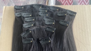 10A级处女未加工天然黑色巴西接发8件套夹式柔软高品质直发 - Product Image 4