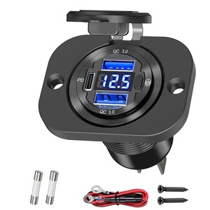 12v汽车充电器插座双快速充电3.0 PD USB C汽车USB端口电压表电源开关DIY船用总线房车充电器 - Product Image 3