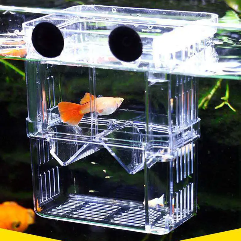 Double-Deck Breeding Isolation Production Box Aquarium Breeder Fish Tank Hatching Incubator Fish Acrylic Aquarium Nursery Tank