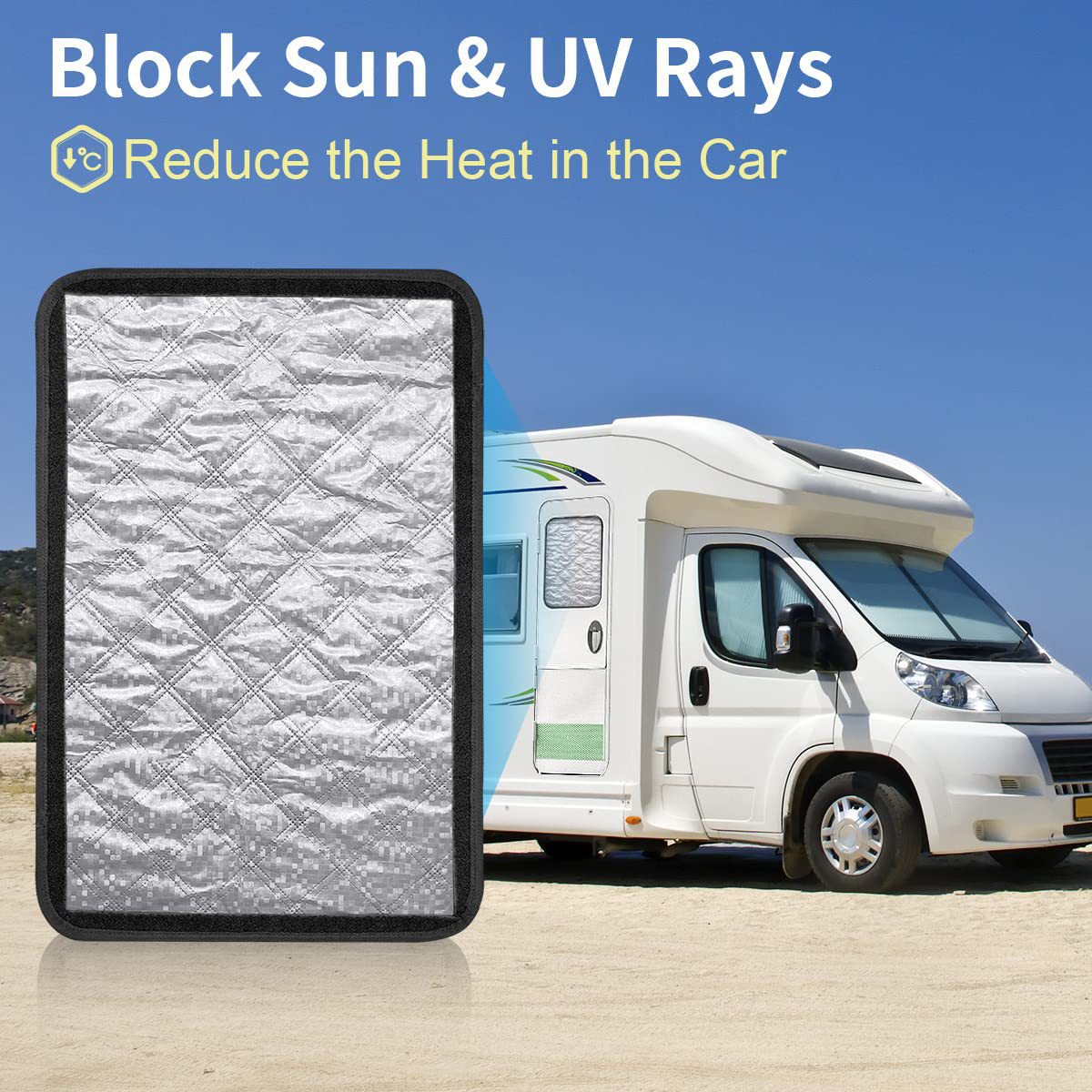 Rideau de porte RV argenté 63,5L x 40,6W