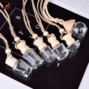 Empty 5ml <strong>8ml</strong> 10ml Wood <strong>Cap</strong> Glass Auto air Freshener Hanging Pendant Necklace Gradient Color Diffuser Fragrance Perfume <strong>Bottle</strong> - Product Image 2
