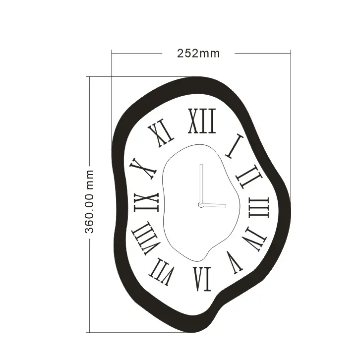 Relógio de parede torcida, relógio de tempo moderno de acrílico para presente