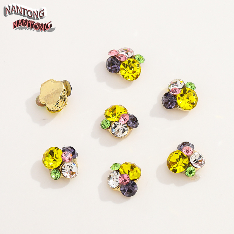 3 Diamants Dorés Rose Violet Blanc Rose Vert