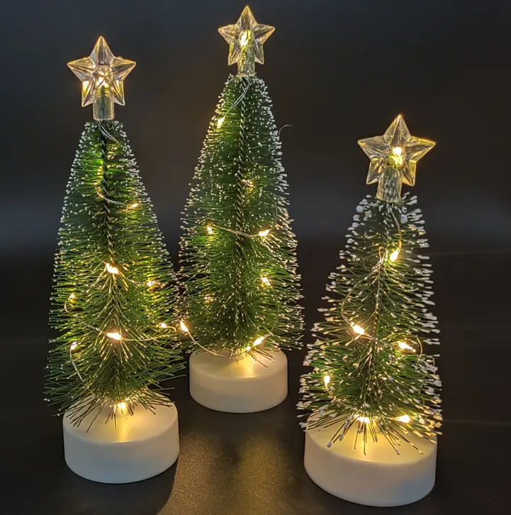 Nuovo Mini albero di natale a LED 3 pz/set con decorazione per feste di natale con luce da tavolo a stella