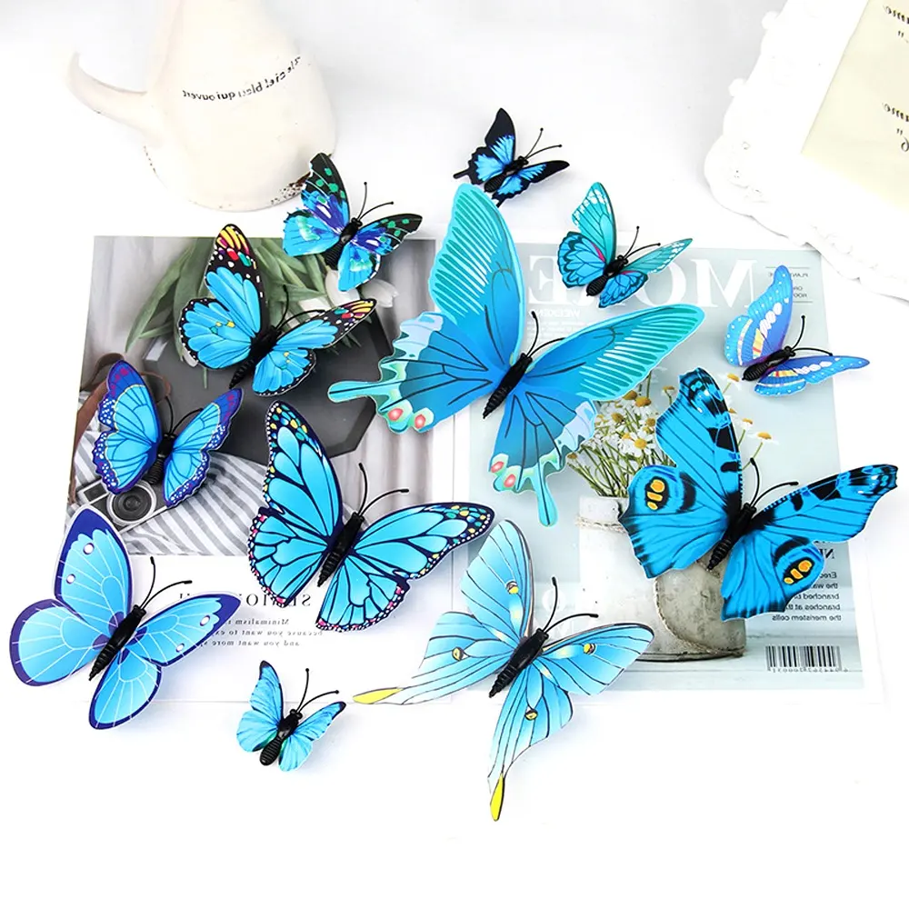 12 Pcs/Pack PVC 3D Butterfly Decoration Wall Sticker Set For Wedding Party Home Decoration Supplies