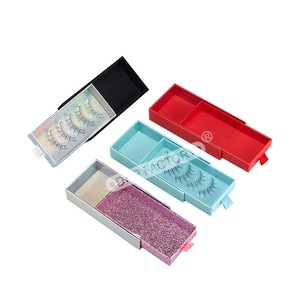 Custom Logo olografico estraibile in carta cassetto rettangolare scorrevole scatola regalo con finestra trasparente in PVC per ciglia