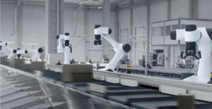 Materiale CHRT braccio robotico industriale collaborativo Dobot Robot CR5 con pinza OnRobot per il carico e lo scarico In fabbrica