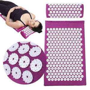<strong>Yoga</strong> Massage Spike Mat Home House Mat Organic <strong>Shakti</strong> Accupressure Foot Mat and Pillow Set - Product Image 3