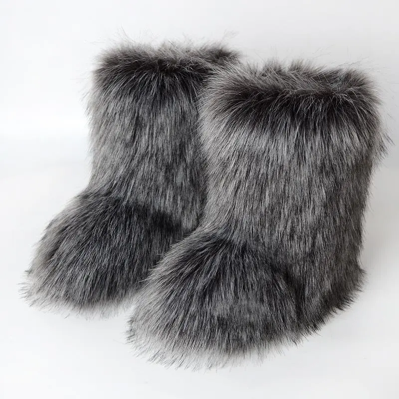 Schneeschuhe Set mit passender Geldbörse und Stirnband High Winter Damen Winters chuhe Faux Fluffy Fur Warm Furry Fur Plüsch für Frauen