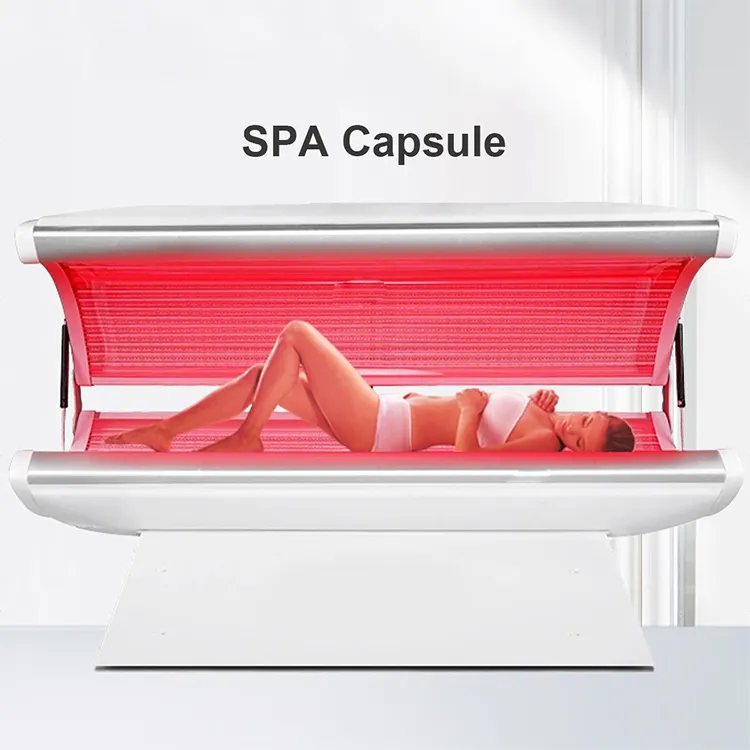 Best Spa Salon 360 Coverage UVA UVB Rays Indoor Capsule Led Collagen Red Light Solarium Sun Red Light Therapy Tanning Bed