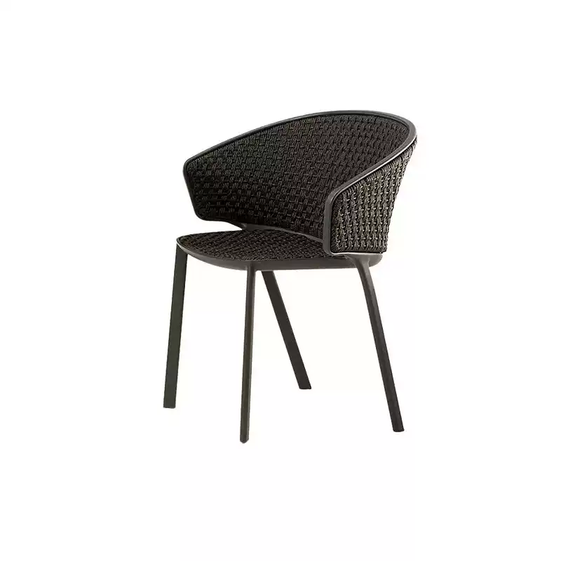 Chaise de salle à manger (rotin tube en aluminium 2.0) couleur foncée