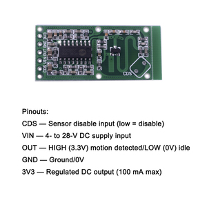 RCWL-0516マイクロ波ドプラーレーダーセンサースイッチモジュール人体誘導モーション検出器Arduino用インテリジェントセンサーモジュール - Product Image 2