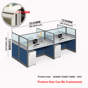 4工作站隔间现代办公桌呼叫中心办公隔间模块化办公桌 - Product Image 6