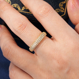 Glanzende Luxe 5a Zirkonia Micro-Pave Klassieke Waterdichte Vergulde Cluster Ijskoude Hiphop <span class=keywords><strong>Ring</strong></span> Voor Dames En Heren - Product Image 2