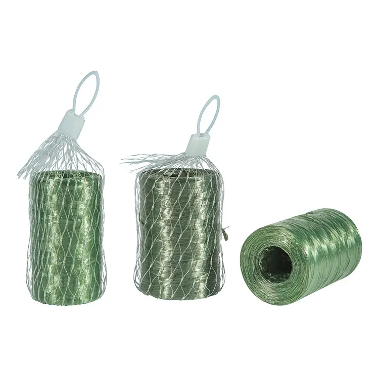 Cuerda de rafia de plástico verde para embalaje y jardinería