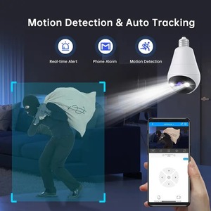 3MP Panoramic PTZ Rotation Light Bulb Wireless Security Camera With Motion <strong>Detection</strong>, Full Color Night Vision - Product Image 4