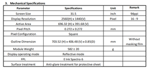 Chất lượng tốt nhất 31.5 ''31.5inch E Ink hiển thị Module epaer hiển thị màu eink hiển thị bảng điều chỉnh E Ink Màn hình E-Ink màn hình - Product Image 2