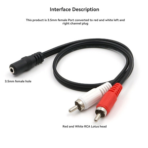 3.5mm Audio Cable 3.5 Female to 2RCA Dual Lotus Audio Cable 1 in 2 Female to 2rca Male <strong>Speaker</strong> Sound Cable - Product Image 3