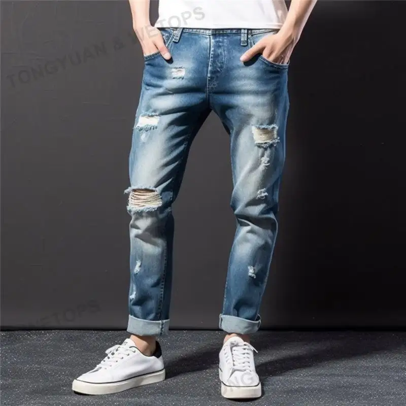 Pantalons pour hommes Pantalons pour garçons Pantalon en jean endommagé Jeans décontractés grande taille pour hommes