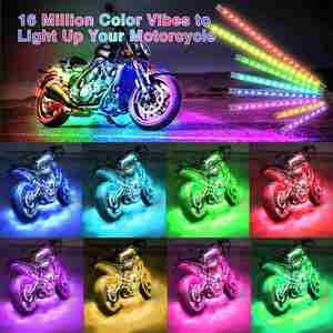 ชุดระบบไฟรถจักรยานยนต์14ชิ้นชุดไฟ LED สองแถว RGB หลากสี DV12 14ชิ้น