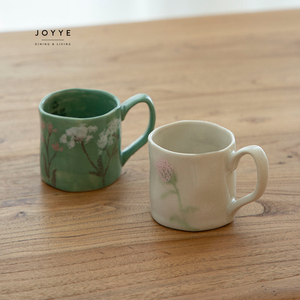 JOYYE 2025新款春季绿白色陶瓷餐具套装手绘碎花釉下釉设计环保安全餐具套装 - Product Image 5